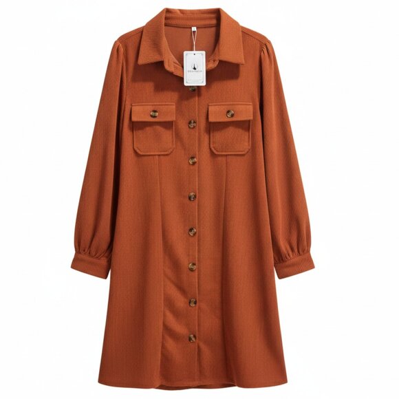 NWT Rusty Orange Corduroy Dress – Size Large - Picture 1 of 5